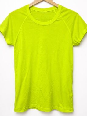Lululemon Swiftly Tech Short Sleeve Neon Yellow Running Top Size 6